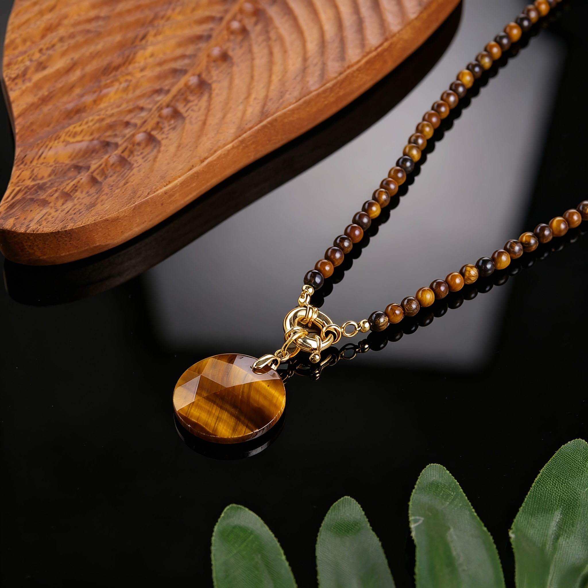 Minimalist Men's Natural Stone Necklace with Tiger's Eye & Lapis Lazuli